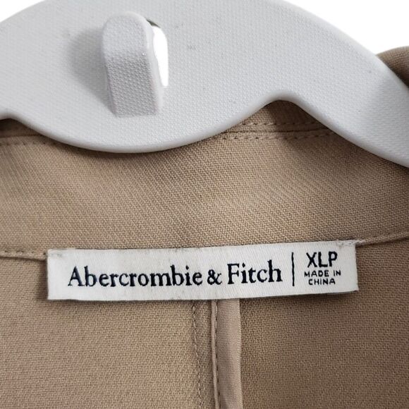 Abercrombie & Fitch Blazer Dress XL Petite XLP Tan Wrap-Front Cutout Long Sleeve - Picture 4 of 11